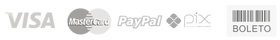 Visa, Mastercard, PayPal, Pix e boleto